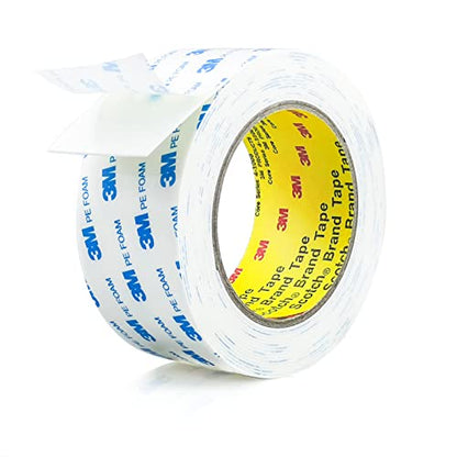 3M Double Sided Tape 2in x 16.5ft, Mounting Tape Heavy Duty, Removeable PE Foam Tape Strips, Strong Adhesive Tape Waterproof Free Damage for Paint Wall Picture Hanging Poster - size: 2in x 16.5ft