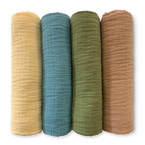 SwaddleDesigns Cotton Muslin Swaddle Blankets for Babies, Set of 4, Neutral Receiving Blankets for Newborn, Baby Registry & Gift, 46x46 inches, Patagonia - color: Patagonia