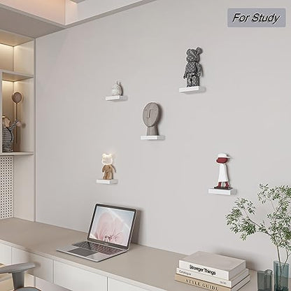 HAO Small Floating Shelf 6 inch Wall Mounted Mini Hanging Display Shelves for Living Room Bedroom Bathroom Set of 3 White - color: White, size: 5.5 Inch,Set of 3