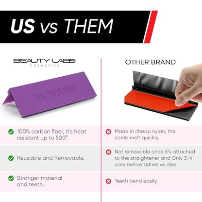 Silk Press Comb - Removable Clip-On Hair Straightener Attachment - Heat-Resistant for Professional & Silky Results (PURPLE) - color: Purple