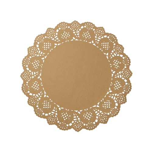 Phantomon 100 Pcs Brown Lace Paper Doilies – Disposable Natural Undyed Paper Placemats Uncolored, Eco-Friendly for Cakes, Dessert, Dining Table, Weddings, Birthday Parties (12 Inch) - size: 12 Inch