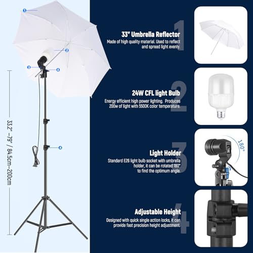 NEEWER Photography Lighting Kit with Backdrops,8.5x10ft Backdrop Stands,5700K 800W Equivalent 24W LED Umbrella Softbox Continuous Lighting,60cm Light Reflector, Photo Studio Equipment for Video Shoot - style: NK102