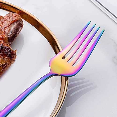 20 Piece Rainbow Silverware Set,Stainless Steel Flatware Cutlery Set Service for 4,Forks Spoons Knives,Kitchen Utensil Set,Tableware for Home and Restaurant, Dishwasher Safe - color: Rainbow, size: 20-Piece