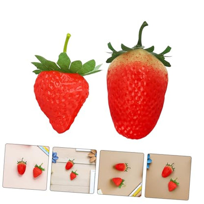 ibasenice Artificial Strawberries with Stem, 30pcs Realistic Plastic Strawberry Decor for Home Kitchen Party Decoration and Photography Props