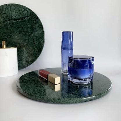 Natural Round Marble Tray Glossy Pastry Board for Dessert, Cheese, Coffee, Smooth on Both Sides (Green) - color: Green