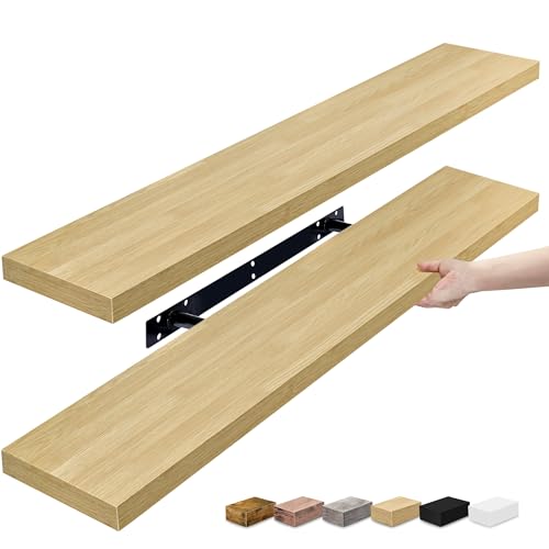 Sorbus Floating Shelves for Wall - 35 Inch Long Bathroom Shelves, Wall Decor for Bedroom, Kitchen, Living Room & Book Storage - Mounted Floating Shelf with Invisible Brackets (Maple Wood, 2 Pack) - color: Maple Wood, size: 35 Inch, style: 2 Pack