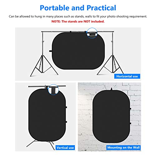 NEEWER Chromakey Backdrops, Double Sided Black Screen and White Screen, 2 in 1 Collapsible and Reversible Background for Photography, Gaming and Live Streaming, 5'×6.6'/1.5m×2m (Black/White) - color: Black/White