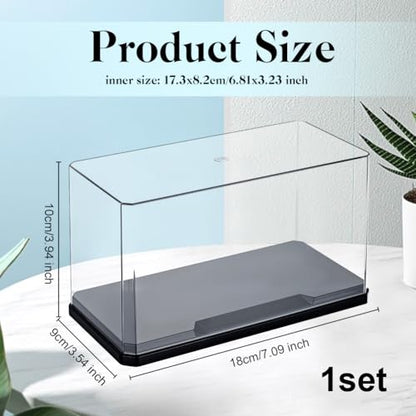 OLYCRAFT Clear Plastic Display Case 7x3.5x4 Inch Display Stand Box Self-Assembl Display Case with Black Base Dust Proof Protection Showcase for Collection Bricks Blocks Models - color: Black Flat Base