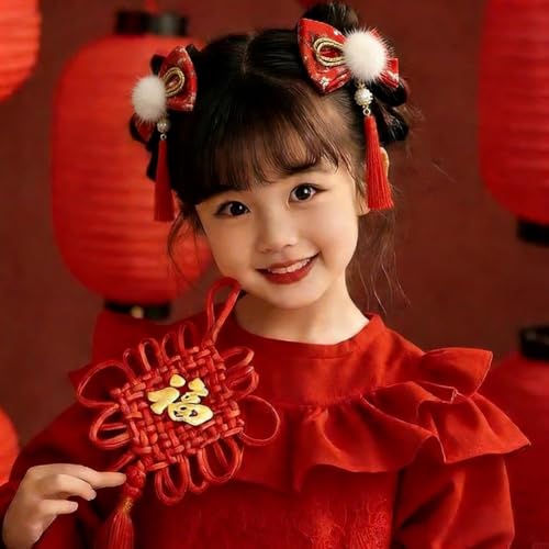 New Year Hair Clips Headdress Costume Photo Props Red Chinoiserie Hair Barrettes Chinese Hairpins for Party Spring Festival - color: style8, size: 1 Count (Pack of 1)