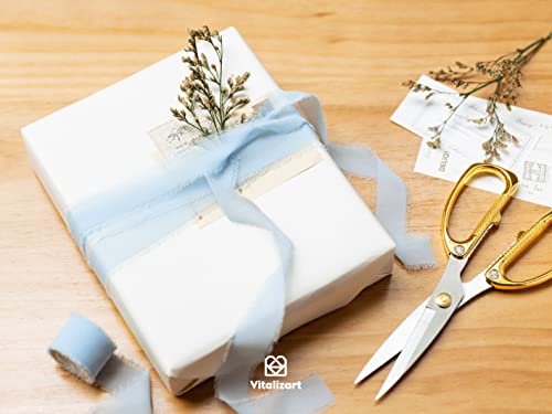 Vitalizart Baby Blue Chiffon Silk Ribbon 1" x 21 Yd Fringe Fabric Package (3 Rolls * 7 Yd) for Wedding Invitations Bridal Bouquets Decorations Gifts Wrapping & Bow Making - color: light blue