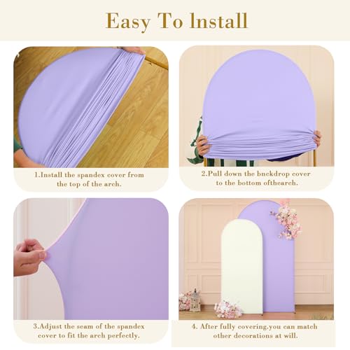 Cream Purple Arch Cover 6ft Spandex Wedding Arch Backdrop Cover for Baby Shower Girls Birthday Party Bridal Shower Balloon Arch Stand Cover Stretchy Backdrop Banquet Photo Arch Background - color: Cream Purple, size: 6FT
