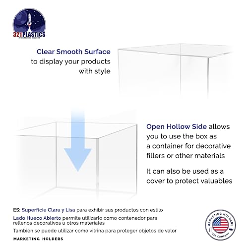 2 Pack Acrylic Display Riser Box with One Open Side Versatile 12" x 12" x 9" No LId Clear Dust Cover Retail Product Riser or Merchandise Storage Bin by Marketing Holders - size: 12"w x 9"h