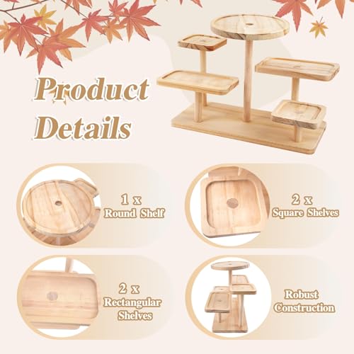 Jewelry Stand, Wooden Tiered Display Rack, Earring Storage Organizer Display Shelves Collectible, Perfume Bracelet Trays for Crafts Sales, Gifts(Brown) (wood) - color: Wood