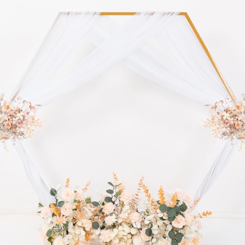 MLMC White Sheer Wedding Arch Draping Fabric 1 Panel 29" x 20 FT Extra Long Airy Gauze Drapes Backdrop Curtains 6.6 Yards Light Weight Outdoor Drapery Panels for Wedding Ceremony Church Events Decor - color: White