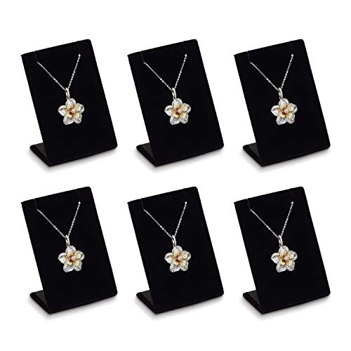 MOOCA 6 Pcs Set Black Velvet Covered Earring Display Stand Pendant Jewelry Organizer Display Holder for Earring, Pendant Accessory Rack for Showcase, 2 1/4 W x 1 1/2 D x 3 1/2 H in, Black Velvet - color: Black