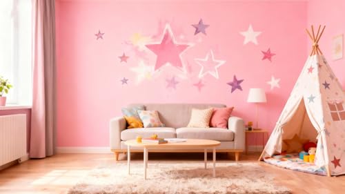TIAMECH A4 Reusable Shinning Stars Stencil for Painting - Five-Pointed Stars Layering Template, DIY Wall Art, Wood Furniture, Scrapbook & Crafts (8.3x11.7inch) - style: Shinning Stars