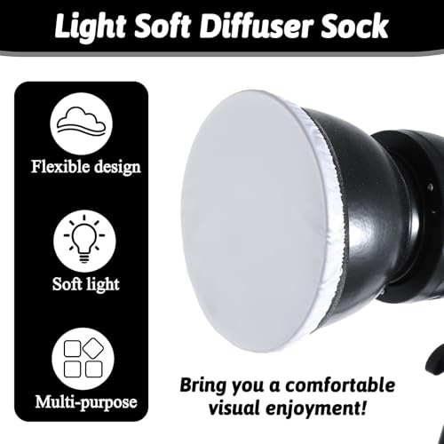 7"/18cm Light Diffuser, 4 PCS Diffuser Lamp Sock Soft Cover Soft White Diffusers Standard Cloth Diffusers Light Sock Softens The Light-Output, Lampshade Reflector Great for Studio Strobe Reflectors