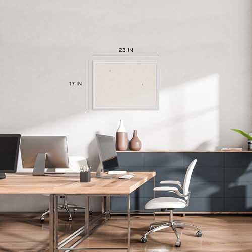 U Brands Bulletin Board, 18 x 24 Inch Linen Fabric Pin Board, Farmhouse White Wood Style Frame, Wall Message Center & Vision Board for Farmhouse Decor, Home Office, Classroom, Includes Push Pins - style: 24"x18" Natural Linen