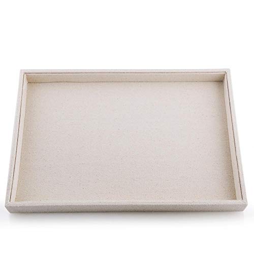 Oirlv linen Jewelry Display Trays Stackable Necklace Bracelet Ring Showcase Display Empty Plate(Pack of 1) - size: 1 Grids