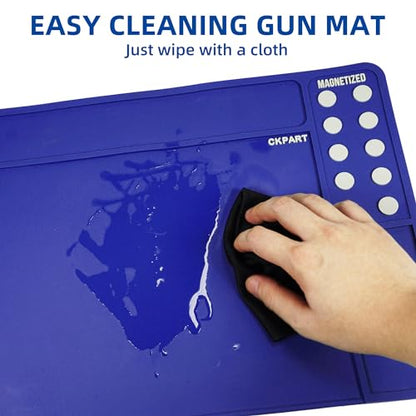 CKPART Rifle Gun Cleaning Mat, Anti-Slip Rubber Tactical Magnetic Mat, Gun Maintenance Mat,Gun Maintenance Mat for Gun Cleaning Kits 36" x 12"