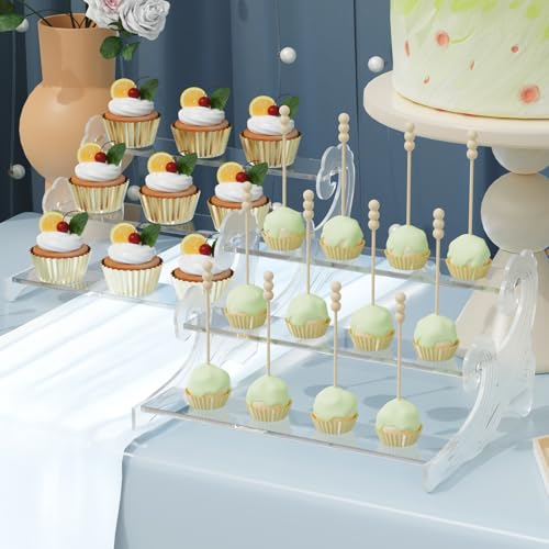 3-Tier Acrylic Display Shelf for Perfume Organizer, Cupcake Stand, Collectible Figures - Clear Fragrance Rack, Dessert Tower