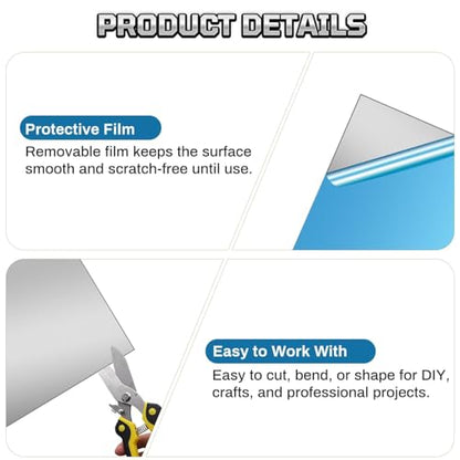 430 Stainless Steel Sheet Metal, 12" x 5.9", 22 Gauge (0.8mm) Stainless Steel Plate, Cut to Size Metal Sheet for Crafts, Kitchen & Office Projects, 1 Pack - size: 12" x 5.9" x 0.03"