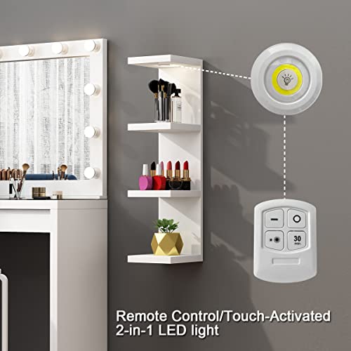 LitaEther Versatile 4 Tier Wall Shelf Unit,White Lack Wall Shelf,Display Floating Shelf with LED Remote Control Light - color: White, size: 4 Tier
