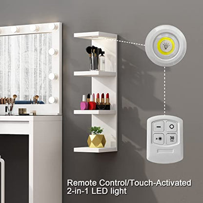 LitaEther Versatile 4 Tier Wall Shelf Unit,White Lack Wall Shelf,Display Floating Shelf with LED Remote Control Light - color: White, size: 4 Tier