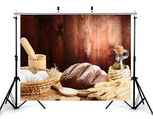 7x7ft Rustic Bread Backdrop Farmhouse Kitchen Scenery Photography Background for Food Blog and Baking Party Decorations Tapestry Banner Photo Booth Props - size: 7x7ft