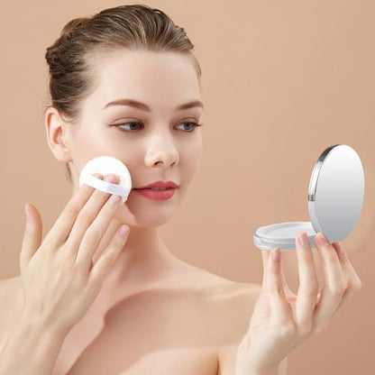 2-Pack Refillable Loose Powder Container with Puff & Mirror - 0.17 oz Travel Portable Empty Makeup Compact with Mesh for Women Girls, Silver - color: Silver