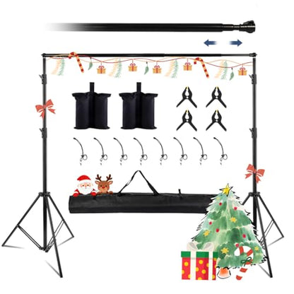 Kate Backdrop Stand Kit for Photography, 10x8.5ft(WxH) Adjustable Heavy Duty Photo Background Stand with 8 Clamps and 2 Sandbags, Back Drop Support System Stand for Backdrop Parties - color: Tripods with Telescopic Crossbar