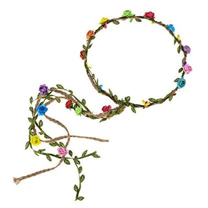 DDazzling Flower Crown Floral Wreath Headband Floral Garland Headbands Photo Props,Rose Flower Crown Kit, 3 Piece (Rainbow) - color: Rainbow