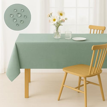 Tablecloths 60x102 Inches Textured Fabric,Natural Water Resistant Spill Proof Table Cloth Washable Small Card Folding Table Covers for Dining, Wedding and Parties，Sage Green - color: Sage Green, size: 60" x 102" (Rectangular)