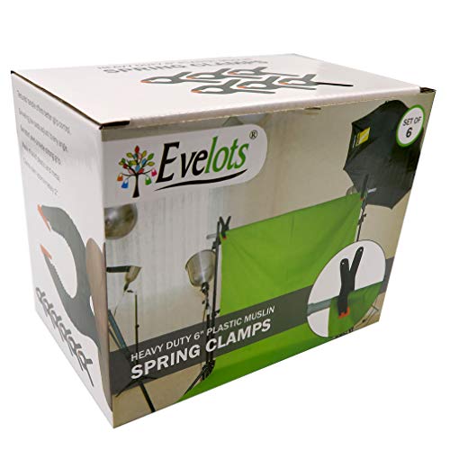 Evelots 6 Pack Spring Clamps-6 Inch LONG-Strong Grip Clips-Photo/Craft/Fabric