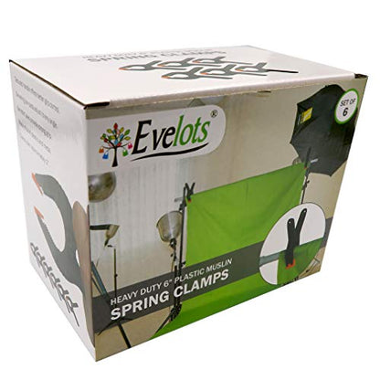 Evelots 6 Pack Spring Clamps-6 Inch LONG-Strong Grip Clips-Photo/Craft/Fabric