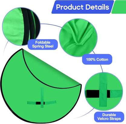 Portable Green Screen Chair, 57 in Greenscreen Backdrop with Stand Double Sided Foldable Green Background, Chroma Key, for Photography Streaming Gaming Photo Zoom Video Chats and Meeting - color: green