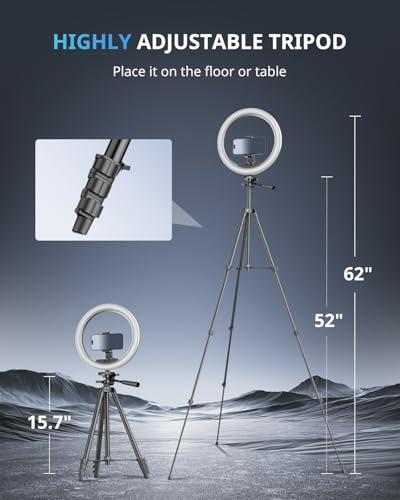 UBeesize 12 inch Ring Light with Stand, Selfie Ring Light with 50" Extendable Tripod Stand & Phone Holder for Live Stream/Makeup/YouTube Video - size: 12in, style: Standard