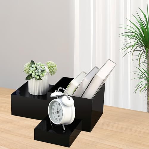 6 Pcs Buffet Risers,Food Risers for Buffet Display,Acrylic Cube Display Nesting Risers,Acrylic Riser Display Stand for Catering Dessert Collectibles Jewelry Figures Show,Black(6",7",8")
