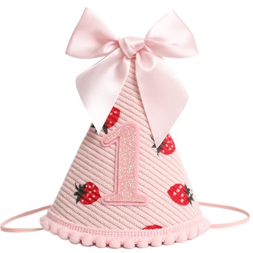 KOJIN 1st Birthday Hat for Baby Girl/Boy - First Birthday Decorations, Cake Smash Photo Prop - color: Light Pink