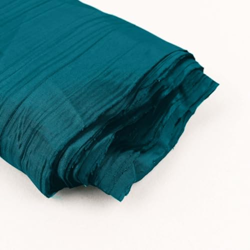 Efavormart 54" x10 Yards Peacock Teal Accordion Crinkle Taffeta Fabric Bolt for Wedding Birthday Party Dance Event Decoration - color: Peacock Teal Green