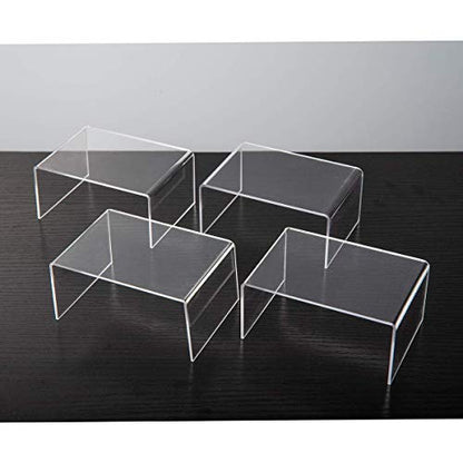 BYCY Clear Acrylic Riser lot of 10 for Jewels, Cupcakes, Tea Sets, Clear Cupcake Stand for Small Toys and Cosmetics (10P-2*3*4)