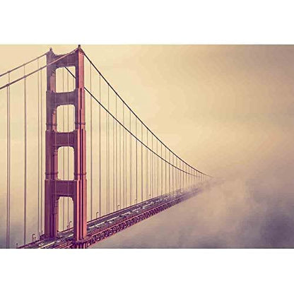 wall26 into The Fog. San Francisco Golden Gate Bridge Foggy Scenery - Removable Wall Mural Self-Adhesive Large Wallpaper - 66x96 inches - color: Artwork - 08, size: 66"x96"