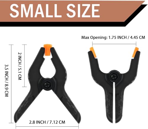 16 Pack Small Spring Clamps, 3.5 Inch Heavy Duty Clamps for Backdrop Stand, Plastic Clips for Crafts and Backdrop Clips for Crafts, Woodworking, Photography, Outdoor