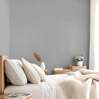 Peel and Stick Grasscloth Wallpaper Texture Light Grey Faux Linen Contact Paper Self Adhesive Removable Vinyl Wall Paper for Bedroom Cabinets Shelf Liners Waterproof Easy Clean 17.3 x 120 Inch - color: Gray, size: 17.3" x 120"