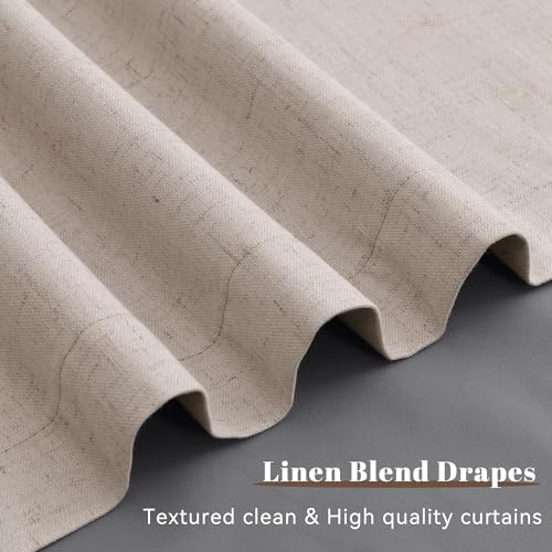 Guken Champagne Linen 100% Blackout Curtains 90 Inch Length for Bedroom 2 Panels Set Hook Belt Back Tab Modern Light Blocking Black Out Thermal Insulated Room Divider Privacy Drapes Dining Room 52x90 - color: Champagne, size: 52"W x 90"L (Pack of 2)