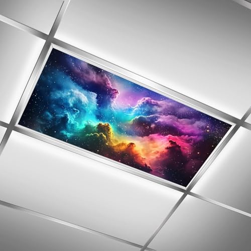 Fluorescent Light Covers for Classroom Ceiling Lights – 2x4ft Backlit Film for Fluorescent Fixtures, Reduce Glare and Eye Strain, Easy to Install – School, Office, Sensory -Starry Night - color: Starry Night