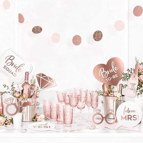 Rosegold Photo Booth Props Kit DIY Wedding Decoration DIY Wedding Photo Booth for Bridal Shower Party - color: Rosegold