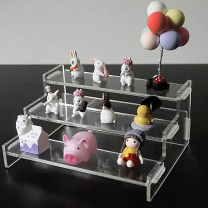 PRETYZOOM Acrylic Figure Display Stand 3-Tier Riser Organizer 9.05X5.90X3.74 Inch Multi-Layer Shelf for Collectibles Figurines Dolls and Perfume Storage