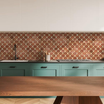 10 Sheet Arabesque Peel and Stick Backsplash Tile, Stick on Backsplash for Kitchen and Bathroom Wall, Retro Brown Look PVC Mixed Metal Aluminum - color: Retro Brown Mixed Metal Rose Gold