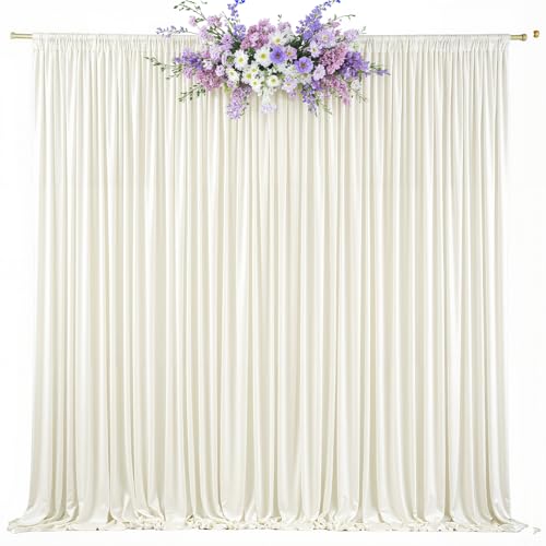 10ft x 8ft Photo Backdrop Curtains Ivory Wrinkle-Free Polyester Fabric Backdrop Drapes for Wedding Baby Shower Birthday Party Photography Background Decoration - color: Ivory, size: 5'(W) x 8'(H), 2 Panels